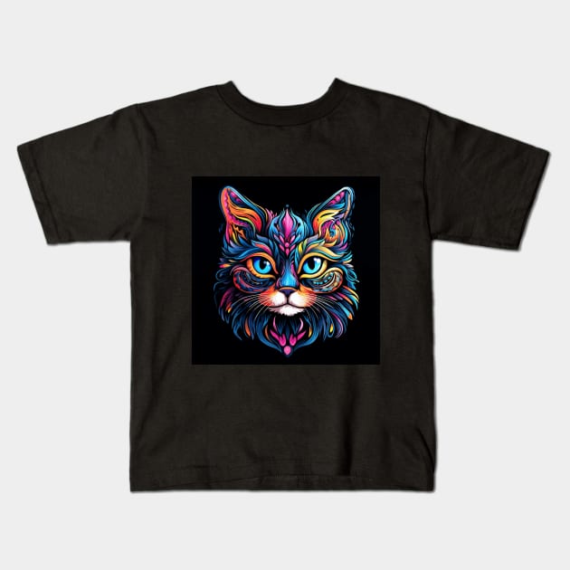 Colourful Cat Kids T-Shirt by VelvetRoom